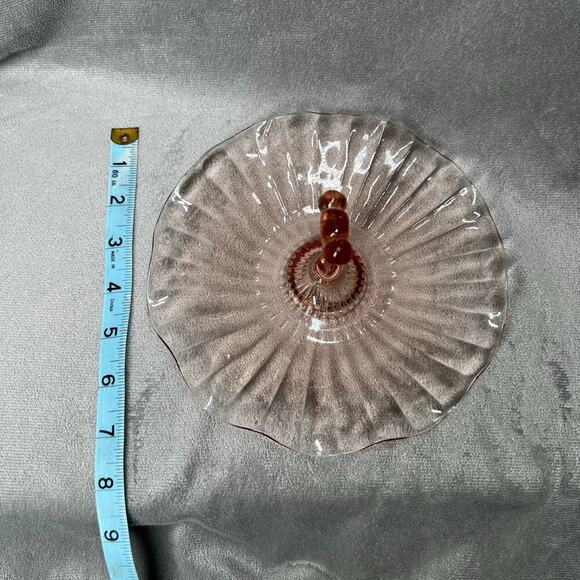 Vintage Pink Depression Glass Candy Dish Center Handle 7" - Picture 6 of 6